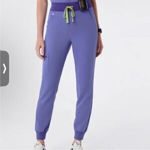 Figs Purple Jogger Pants with Green Accents